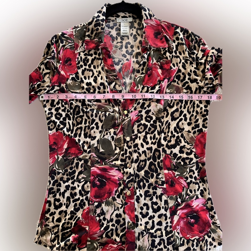 Cache Animal Print Blouse Size S - Picture 3 of 7